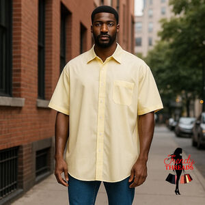 Stafford Everyday Shirt Mens 18 XL Classic Button Up Top Pale Yellow Preppy Boho